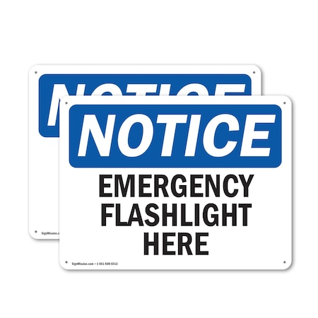 Signmission Emergency Flashlight Here, 24 in W x Rectangle, Aluminum OS-2PACK-NS-A-1824-L-11838